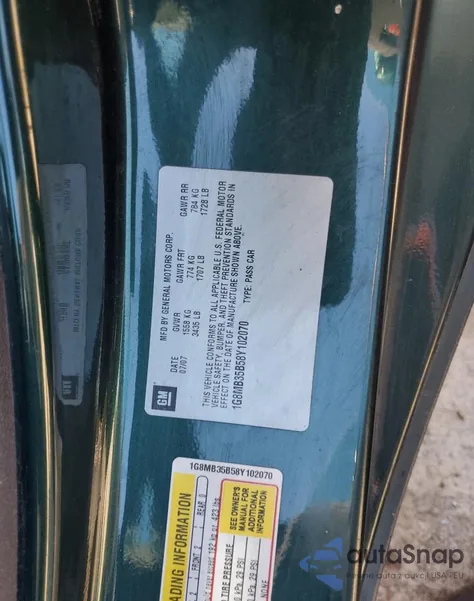 2008 Saturn Sky from USA, damaged, VIN 1G8MB35B58Y102070